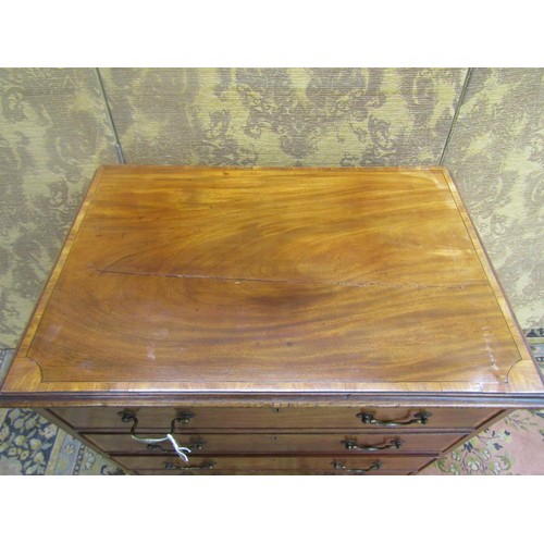 1514 - A George III style mahogany chest of for graduating long drawers of diminutive proportions, with str... 