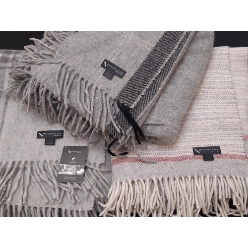 899 - 6 good quality woollen blankets / throws comprising 2 Alpaca wool mix fringed throws by Incalpaca TP... 