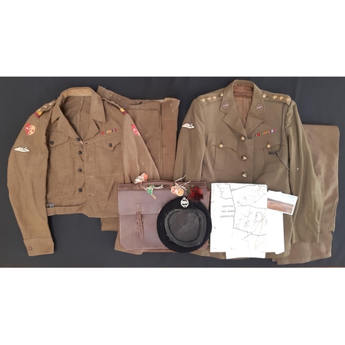 900 - Tank Regiment military interest- battle-dress uniform for Captain's rank dated 1943, further uniform... 