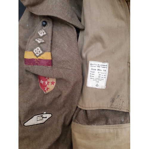 900 - Tank Regiment military interest- battle-dress uniform for Captain's rank dated 1943, further uniform... 