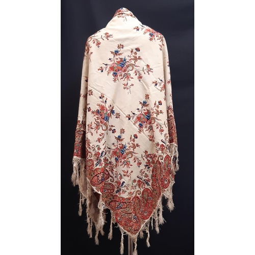 905 - Collection of mixed textiles inc C19th hand stitched bonnet in printed cotton, a fringed shawl in fi... 