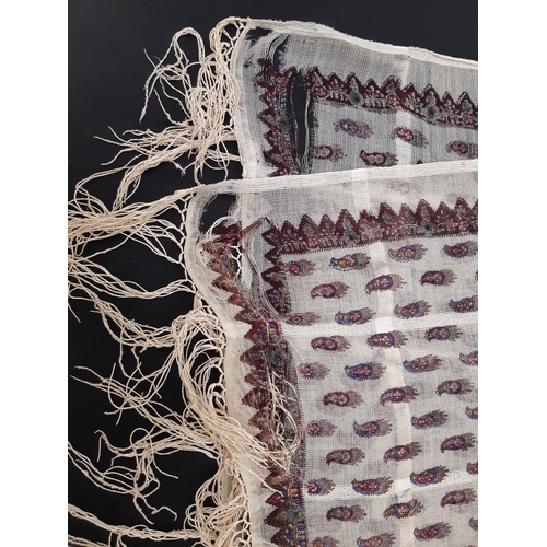 909 - Early 20th century 'Piano' shawl with colourful embroidered flowers and moths on ivory silk ground w... 