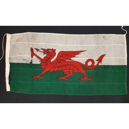 910 - Four vintage flags comprising Union flag , Royal banner of Scotland, Flag of Wales and the Royal Nav... 