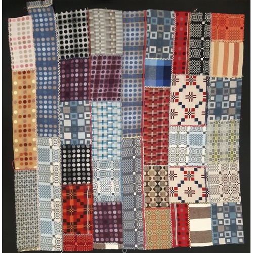 912 - Patchwork panel project made from woven woollen fabric sections (150 x150cm, unlined and with unfini... 