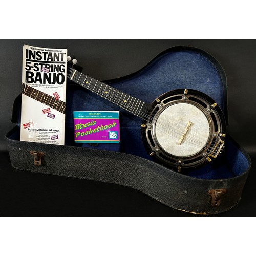 641A - A mandolin/miniature eight string banjo, in a hard carry case