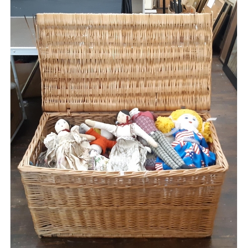 917 - Large hamper (80x44x44cm) containing a collection of colourful hand crafted rag dolls (20) including... 