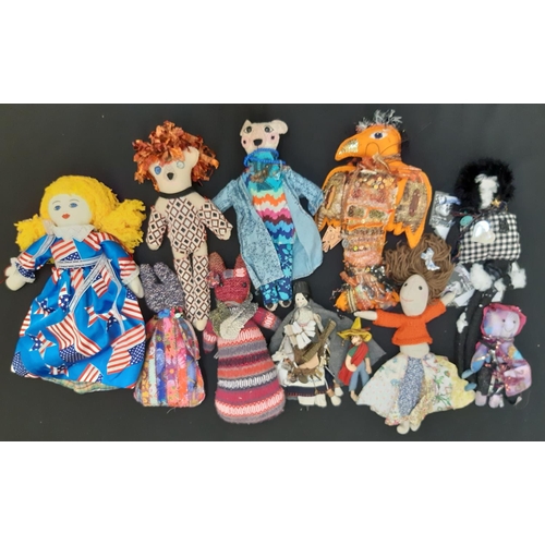 917 - Large hamper (80x44x44cm) containing a collection of colourful hand crafted rag dolls (20) including... 