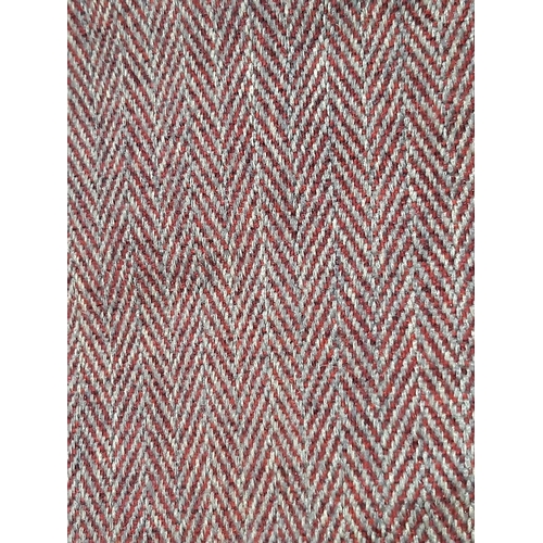 892 - One pair of good quality extra large heavy curtains in dark red and grey herringbone tweed fabric, l... 