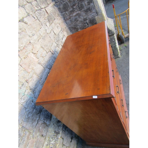 1170 - A late Victorian mahogany bedroom chest of two short over three long graduated drawers with carved d... 