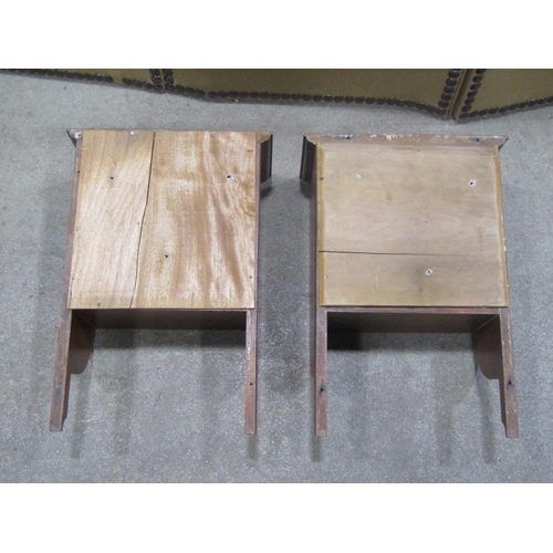 1202 - A pair of small Edwardian Arts & Crafts style wall cabinets, 50 cm high x 34 cm wide x 18 cm deep