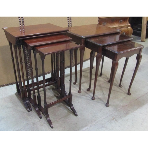 1207 - A good quality quartetto nest of rectangular mahogany occasional tables on turned and swept supports... 