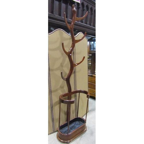 1211 - An unusual and decorative late Victorian / Edwardian mahogany hall stand, with six branches, termina... 