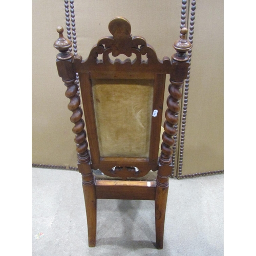 1247 - Victorian nursing chair with floral tapestry upholstered seat and back within a showwood frame raise... 