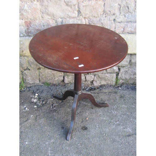 1308 - A small 19th century mahogany tripod table with birdcage action and possibly associated circular top... 