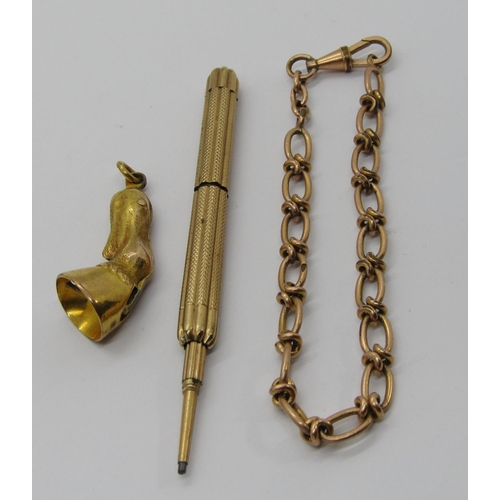 415 - Assorted collection of antique and later gilt costume jewellery, also including a cigar cutter in th... 