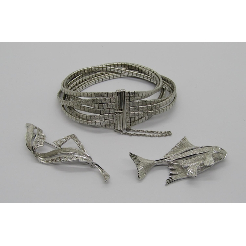 418 - Group of stylised foreign white metal jewellery with textured finish, all indistinctly stamped; a mu... 