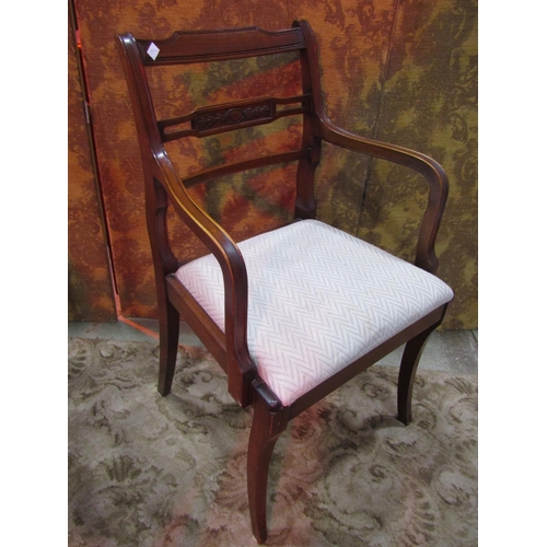 1252 - A set of six (4&2) reproduction Regency style bar back dining chairs with drop in upholstered seats ... 