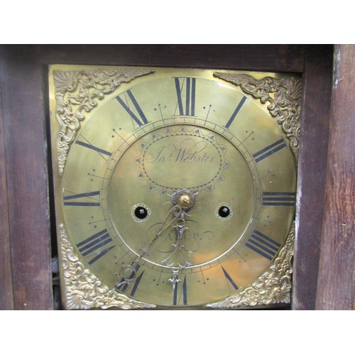 1425 - A Georgian country oak long case clock, enclosing a square brass 10” dial marked Jas. Webster, Salop... 