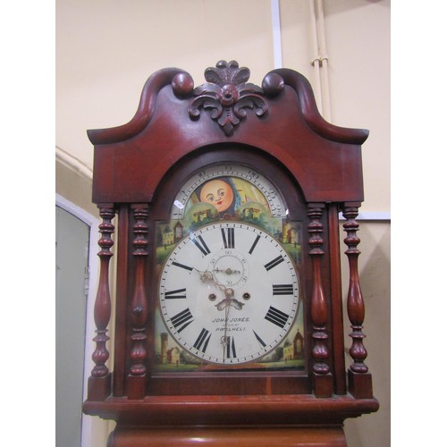 1427 - A substantial 19th century mahogany with broken arch painted dial, subsidiary calendar and secondary... 