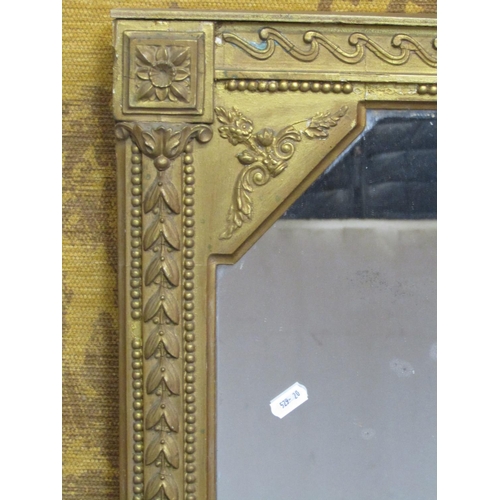 1334 - A 19th century gilt framed wall mirror with repeating trailing harebell bead and floral detail, 132 ... 