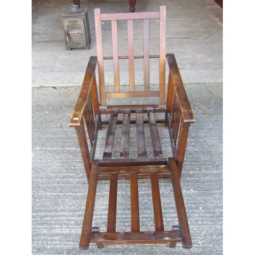 1362 - Traditional Windsor oak bed chair with reclining action together with cushions