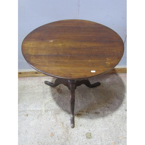 1376 - 19th century oak snaptop table on turned pillar and tripod and a further smaller example (2)