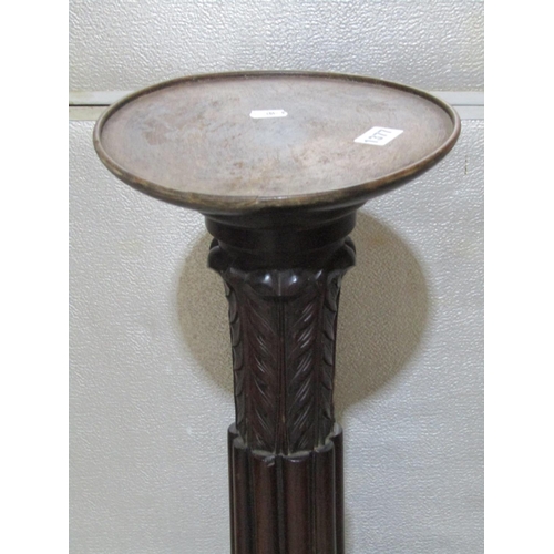 1377 - 19th century mahogany torchere with fluted column and acanthus leaf detail