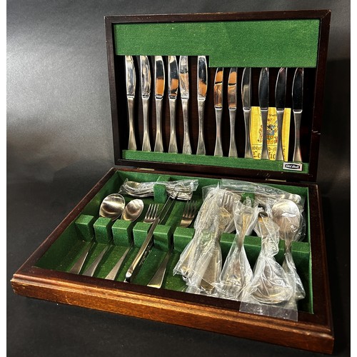 203 - A complete Old Hall Stainless Steel canteen of cutlery by Robert Welch, for eight settings (two dess... 