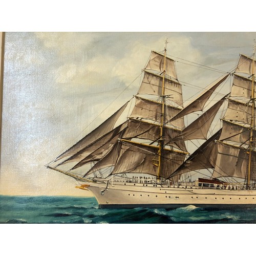 792A - Arthur G. Caddick (Bristol Savages, 20th Century) -  'Gorch Fock' (1974), oil on canvas, signed lowe... 