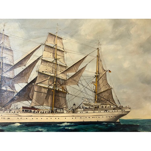 792A - Arthur G. Caddick (Bristol Savages, 20th Century) -  'Gorch Fock' (1974), oil on canvas, signed lowe... 