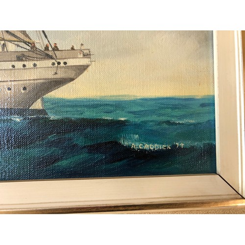 792A - Arthur G. Caddick (Bristol Savages, 20th Century) -  'Gorch Fock' (1974), oil on canvas, signed lowe... 