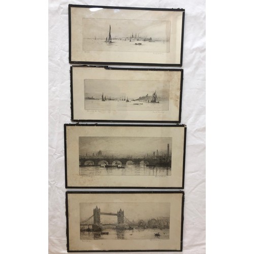 791A - Frank Harding (19th-20th Century) - Four etchings of London and other scenes on the water, to includ... 