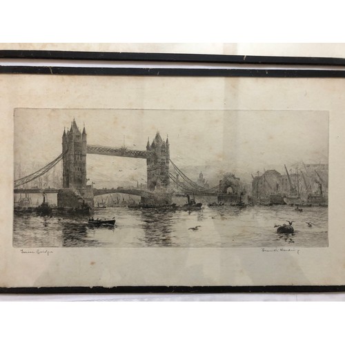 791A - Frank Harding (19th-20th Century) - Four etchings of London and other scenes on the water, to includ... 