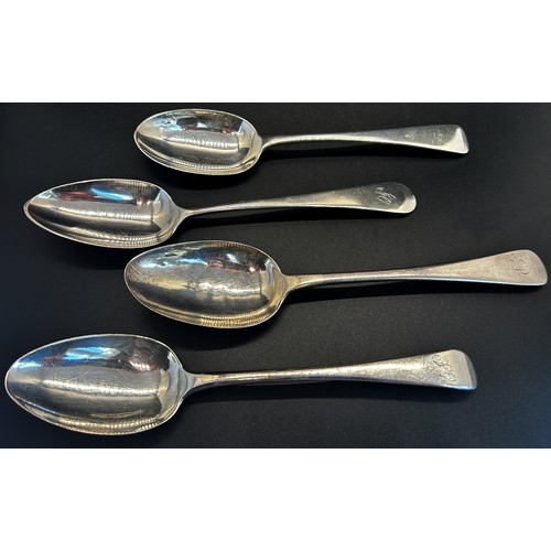 301 - Four 19th century silver serving spoons, 21 cm long approximately 8.1 ozs approximately