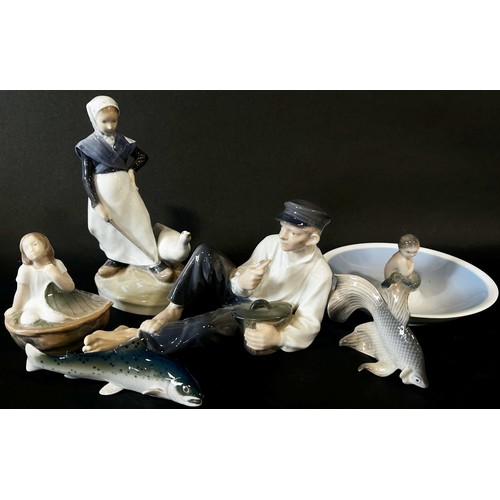 132 - Collection of Copenhagen figures (17) together with Royal Doulton Sweet Anne & Bridesmaid