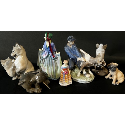 132 - Collection of Copenhagen figures (17) together with Royal Doulton Sweet Anne & Bridesmaid