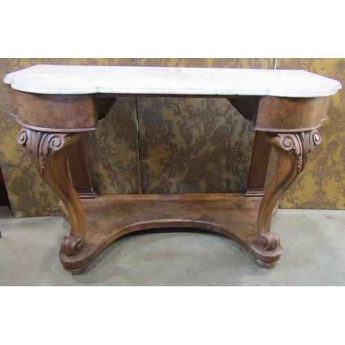 1229 - A Victorian marble-topped walnut Duchess washstand 123 x 55m, 75cm high, together with a low mahogan... 