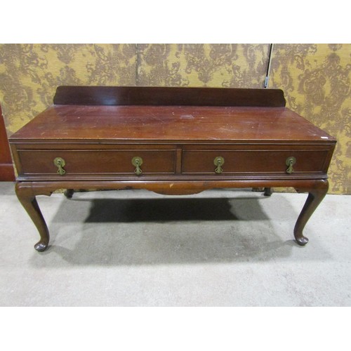 1229 - A Victorian marble-topped walnut Duchess washstand 123 x 55m, 75cm high, together with a low mahogan... 