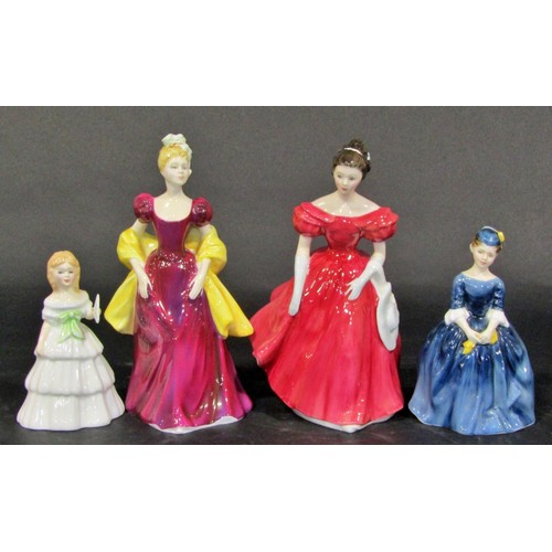 124 - Ceramic figures, mostly Royal Doulton: Faye, Loretta, Cherie, Penny, Winsome, Julie, Rosie Picking A... 