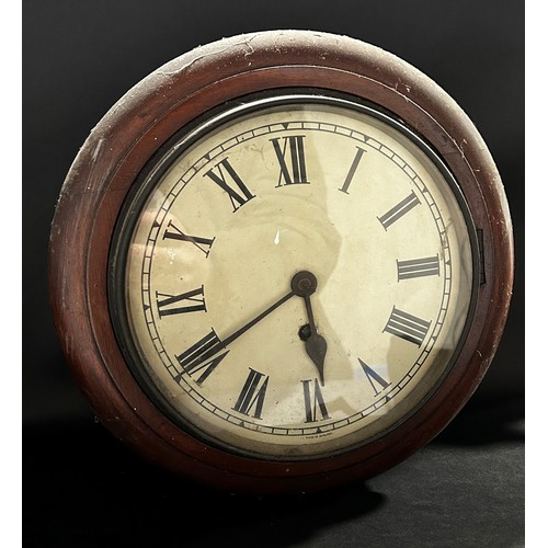 522 - Small 19th century dial clock with eight day spring driven movement set within a mahogany framework,... 