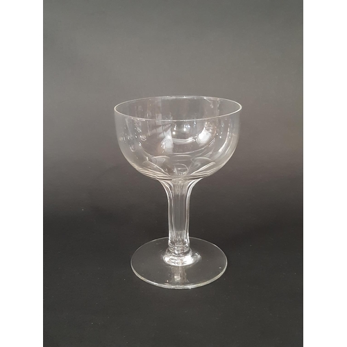 184 - Eight Stylish Champagne bowls with hollow facetted stems.