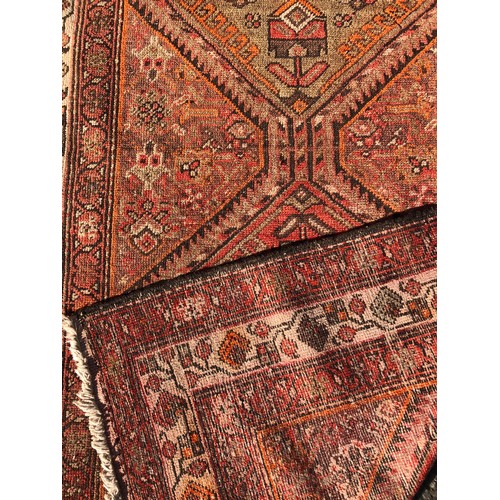 1584 - Vintage Persian Runner, with a run of five hexagonal medallions in amber, iron red and natural wool ... 