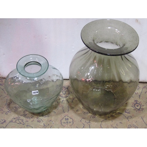 1078 - Two large glass vases the largest 52cm high