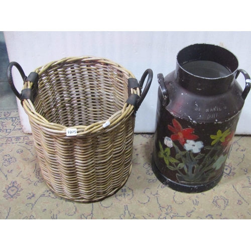 1079 - An aluminium milk churn with later hand painted finish (lacks cap) together with a good quality cyli... 