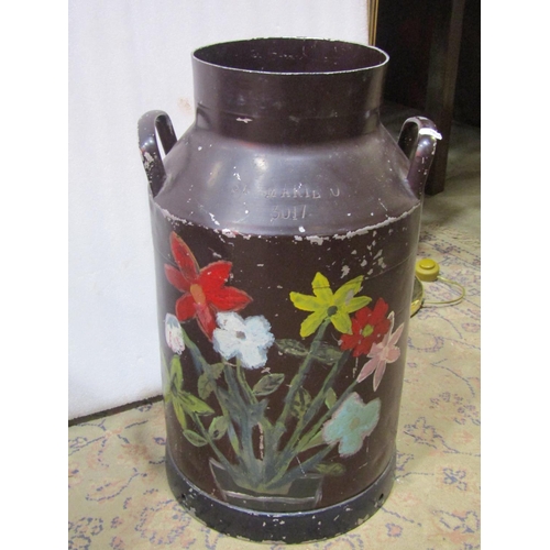 1079 - An aluminium milk churn with later hand painted finish (lacks cap) together with a good quality cyli... 