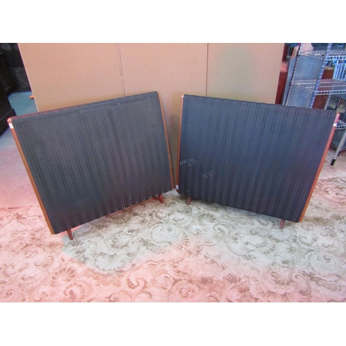 1102 - A pair of vintage Quad floor standing electrostatic  speakers of curved form raised on square tapere... 