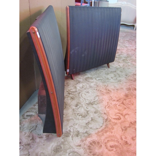 1102 - A pair of vintage Quad floor standing electrostatic  speakers of curved form raised on square tapere... 