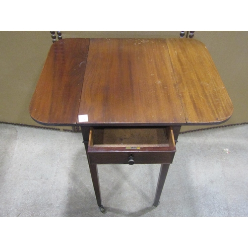 1195 - A small 19th century mahogany Pembroke type tea table of diminutive portions raised on tapering squa... 