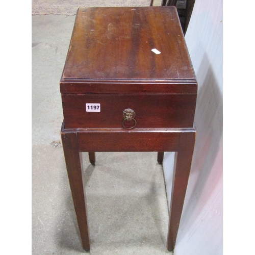 1197 - An Edwardian mahogany oval drop leaf occasional table with bow fronted frieze drawer raised on squar... 