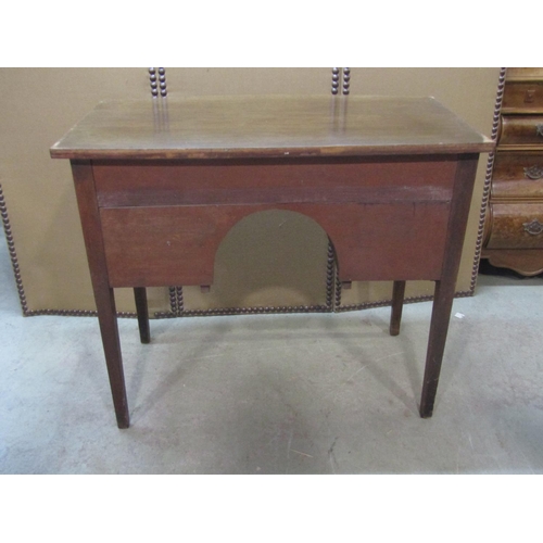 1201 - A small 19th century mahogany bow-fronted sideboard, 79cm high, 92 x 51 (AF) together with two repro... 